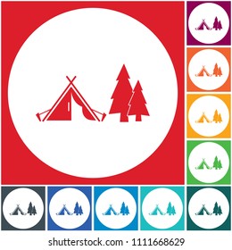 Stylized icon of tourist tent. Vector illustration

