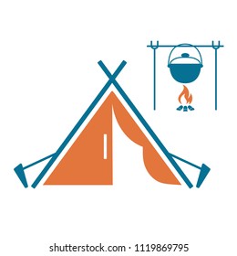 Stylized icon of tourist tent. Vector illustration

