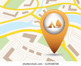 Stylized icon of tourist tent. Vector illustration