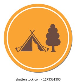 Stylized icon of tourist tent. Vector illustration
