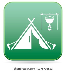 Stylized icon of tourist tent. Vector illustration

