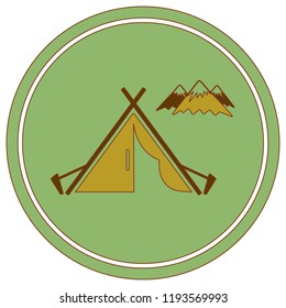 Stylized icon of tourist tent. Vector illustration


