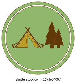 Stylized icon of tourist tent. Vector illustration