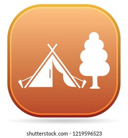 Stylized icon of tourist tent. Vector illustration

