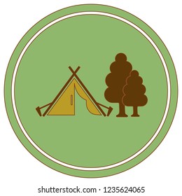 Stylized icon of tourist tent. Vector illustration