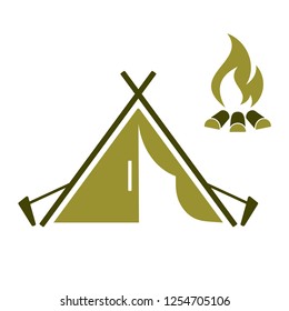 Stylized icon of tourist tent. Vector illustration