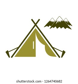 Stylized icon of tourist tent. Vector illustration


