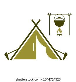 Stylized icon of tourist tent. Vector illustration