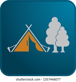 Stylized icon of tourist tent. Vector illustration