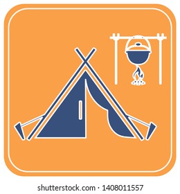 Stylized icon of tourist tent. Vector illustration

