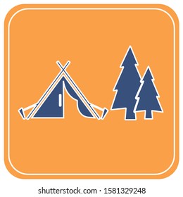 Stylized icon of tourist tent. Vector illustration

