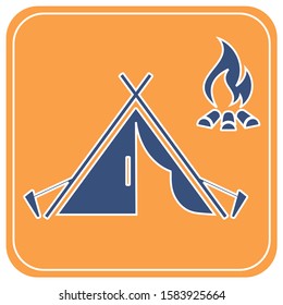Stylized icon of tourist tent. Vector illustration

