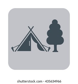 Stylized icon of tourist tent. Vector illustration

