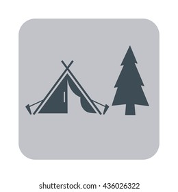 Stylized icon of tourist tent. Vector illustration