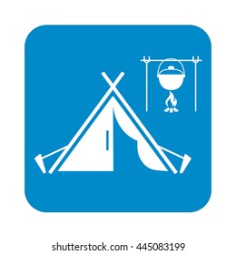 Stylized icon of tourist tent. Vector illustration