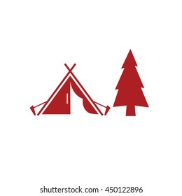 Stylized icon of tourist tent. Vector illustration