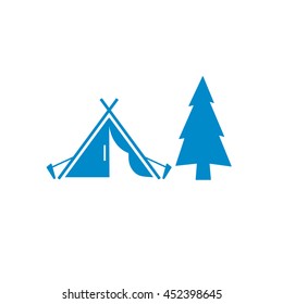 Stylized icon of tourist tent. Vector illustration