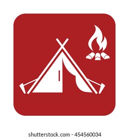 Stylized icon of tourist tent. Vector illustration