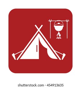 Stylized icon of tourist tent. Vector illustration

