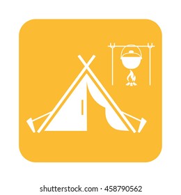 Stylized icon of tourist tent. Vector illustration