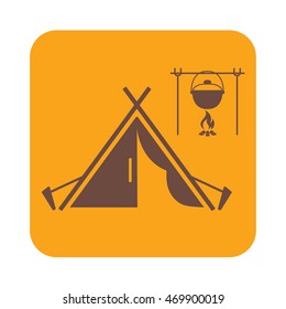 Stylized icon of tourist tent. Vector illustration
