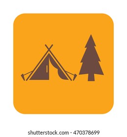 Stylized icon of tourist tent. Vector illustration