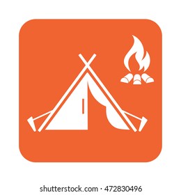 Stylized icon of tourist tent. Vector illustration