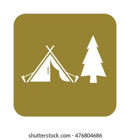 Stylized icon of tourist tent. Vector illustration