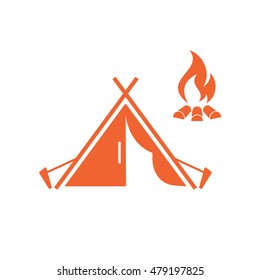 Stylized icon of tourist tent. Vector illustration