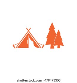 Stylized icon of tourist tent. Vector illustration

