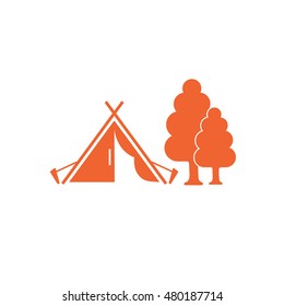 Stylized icon of tourist tent. Vector illustration