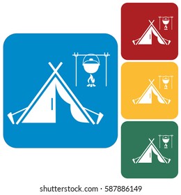 Stylized icon of tourist tent. Vector illustration