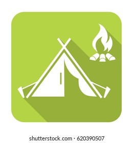 Stylized icon of tourist tent. Vector illustration