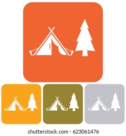 Stylized icon of tourist tent. Vector illustration

