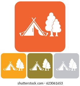 Stylized icon of tourist tent. Vector illustration
