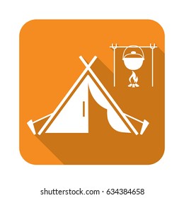 Stylized icon of tourist tent. Vector illustration