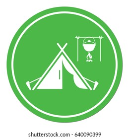 Stylized icon of tourist tent. Vector illustration