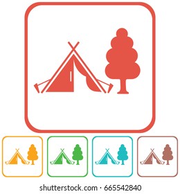 Stylized icon of tourist tent. Vector illustration