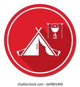 Stylized icon of tourist tent. Vector illustrationa