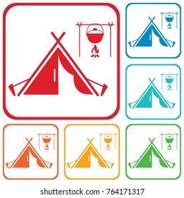 Stylized icon of tourist tent. Vector illustration