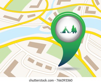 Stylized icon of tourist tent. Vector illustration