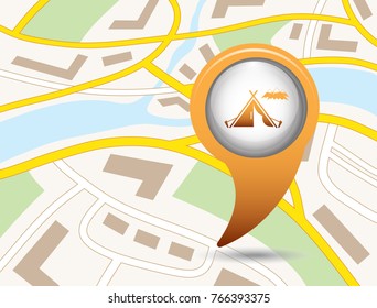 Stylized icon of tourist tent. Vector illustration

