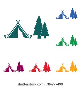Stylized icon of tourist tent. Vector illustration

