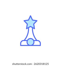 Icono estilizado de un trofeo con un diseño de estrella que simboliza el logro y el reconocimiento en entornos competitivos y de Profesional