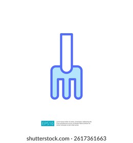 Stylized Iconic Illustration of a Farming Fork Tool Representing Agricultural Practices in Modern Farming and Gardening Activities