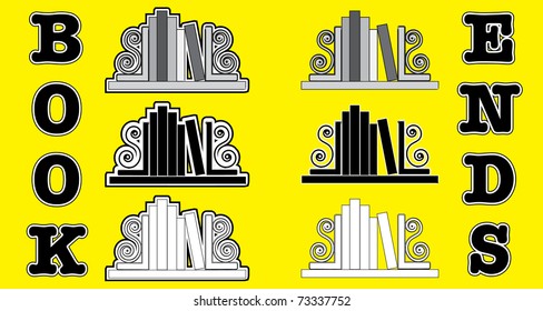 Stylized Icons Of Books With Bookends. EPS 10 Vector Format