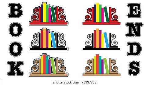 Stylized Icons Of Books With Bookends. EPS 10 Vector Format