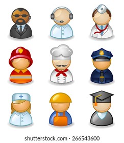 The stylized icons of different professions