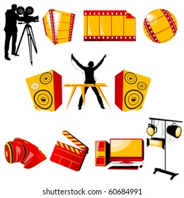 Stylized icons for web,video and music