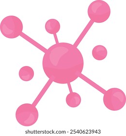 Stilisierte Darstellung eines Atoms oder Moleküls mit einer zentralen Kugel und kleineren Kugeln, die durch Linien verbunden sind und Bindungen darstellen. Geeignet für Themen rund um Chemie, Physik oder Wissenschaft.